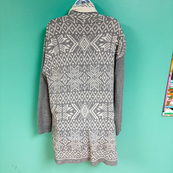 Talbots Gray & Cream Nordic Open Front Longline
Cardigan Wool Cashmere Blend XL - Picture 6 of 8